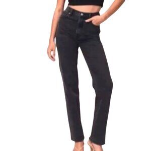 Abercrombie & Fitch 90s Straight Ultra High Rise Jeans Black Curve Love 32R / 14
